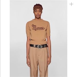 Marni sweater top in Camel with Marni in Merlot red